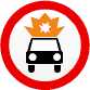 Дорожный знак - Движение транспортных средств с взрывчатыми и легковоспламеняющимися грузами запрещено
