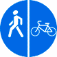 Дорожный знак - Пешеходная и велосипедная дорожка с разделением движения